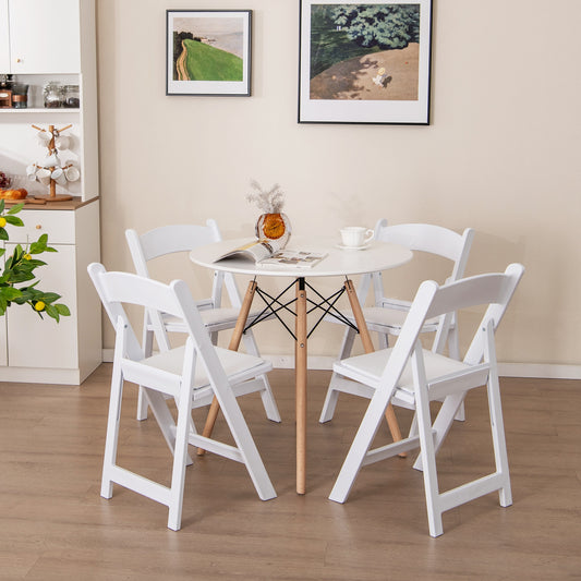 4 Pack Resin Folding Chairs with Padded Seat, White Dining Chairs White  at Gallery Canada