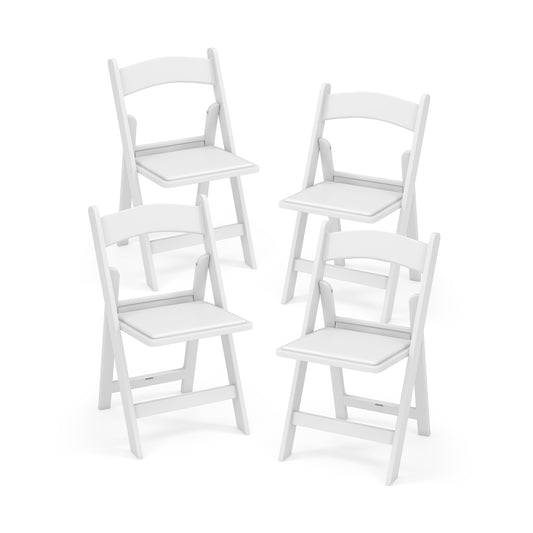 4 Pack Resin Folding Chairs with Padded Seat, White Dining Chairs White  at Gallery Canada