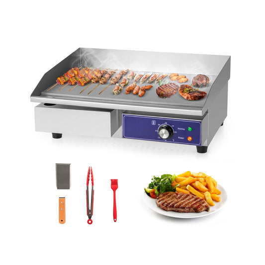 22 Inch Countertop Electric Griddle 2000W 110V Commercial Stainless Steel Grill, Silver Food Warmers & Burners Silver  at Gallery Canada