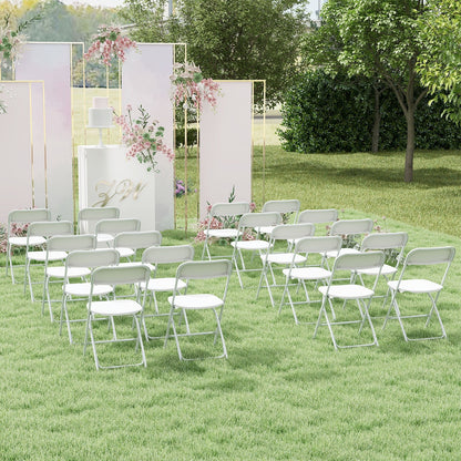 4 Pack Metal Folding Chairs with Plastic Seat and Back, White Dining Chairs   at Gallery Canada