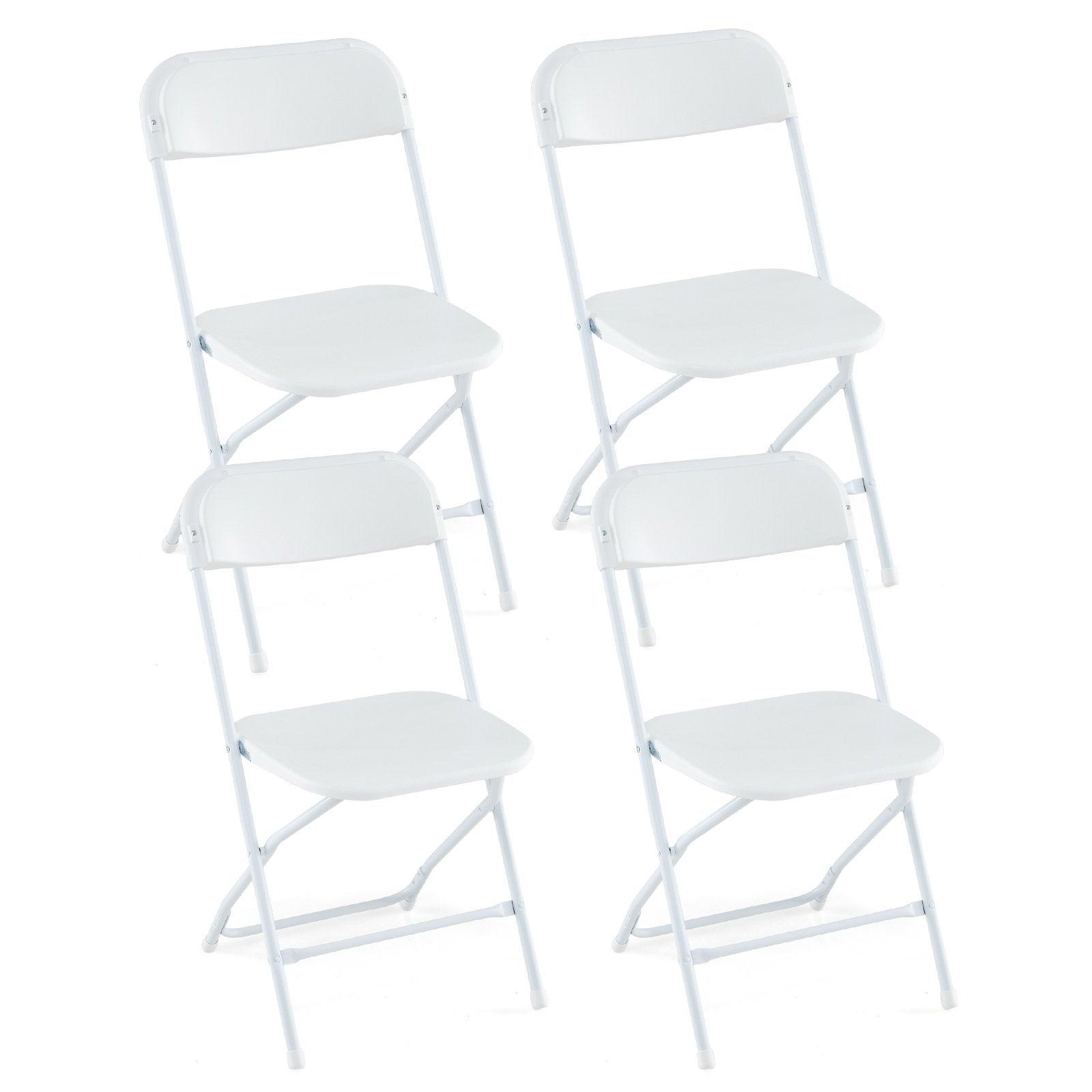 4 Pack Metal Folding Chairs with Plastic Seat and Back, White Dining Chairs White  at Gallery Canada