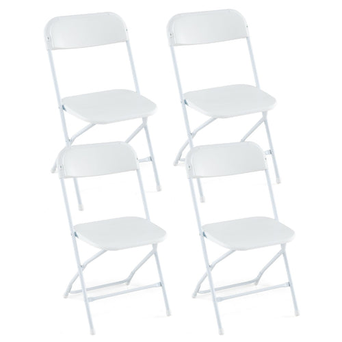 4 Pack Metal Folding Chairs with Plastic Seat and Back, White