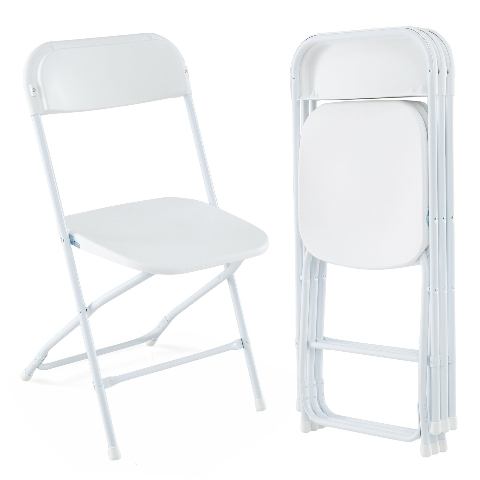 4 Pack Metal Folding Chairs with Plastic Seat and Back, White Dining Chairs   at Gallery Canada