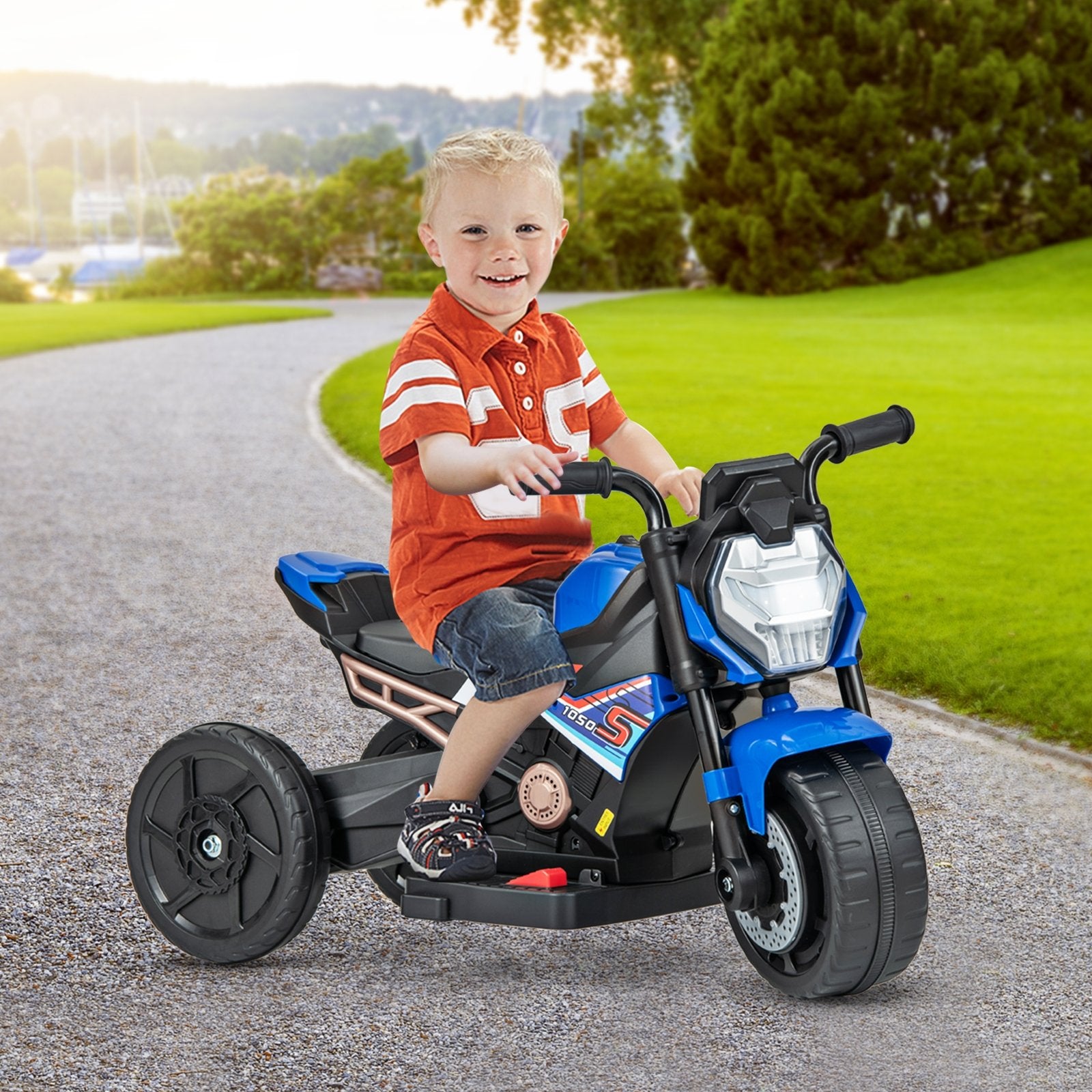 Kids Ride-on Motorcycle 6V Battery Powered Motorbike with Detachable Training Wheels, Blue Powered Ride On Toys   at Gallery Canada