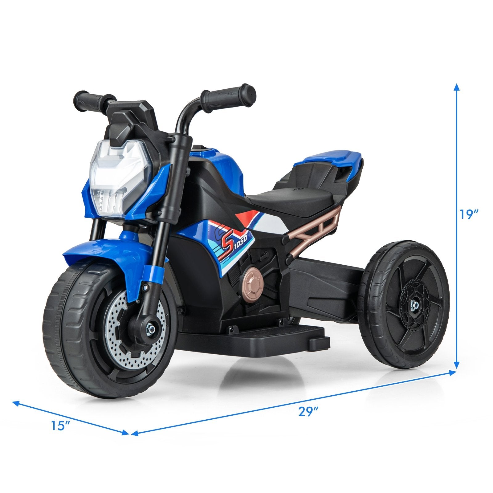 Kids Ride-on Motorcycle 6V Battery Powered Motorbike with Detachable Training Wheels, Blue Powered Ride On Toys   at Gallery Canada