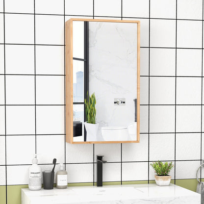 Bamboo Bathroom Wall Cabinet with Mirror with 2 Adjustable Shelves, Natural Wall Cabinets   at Gallery Canada