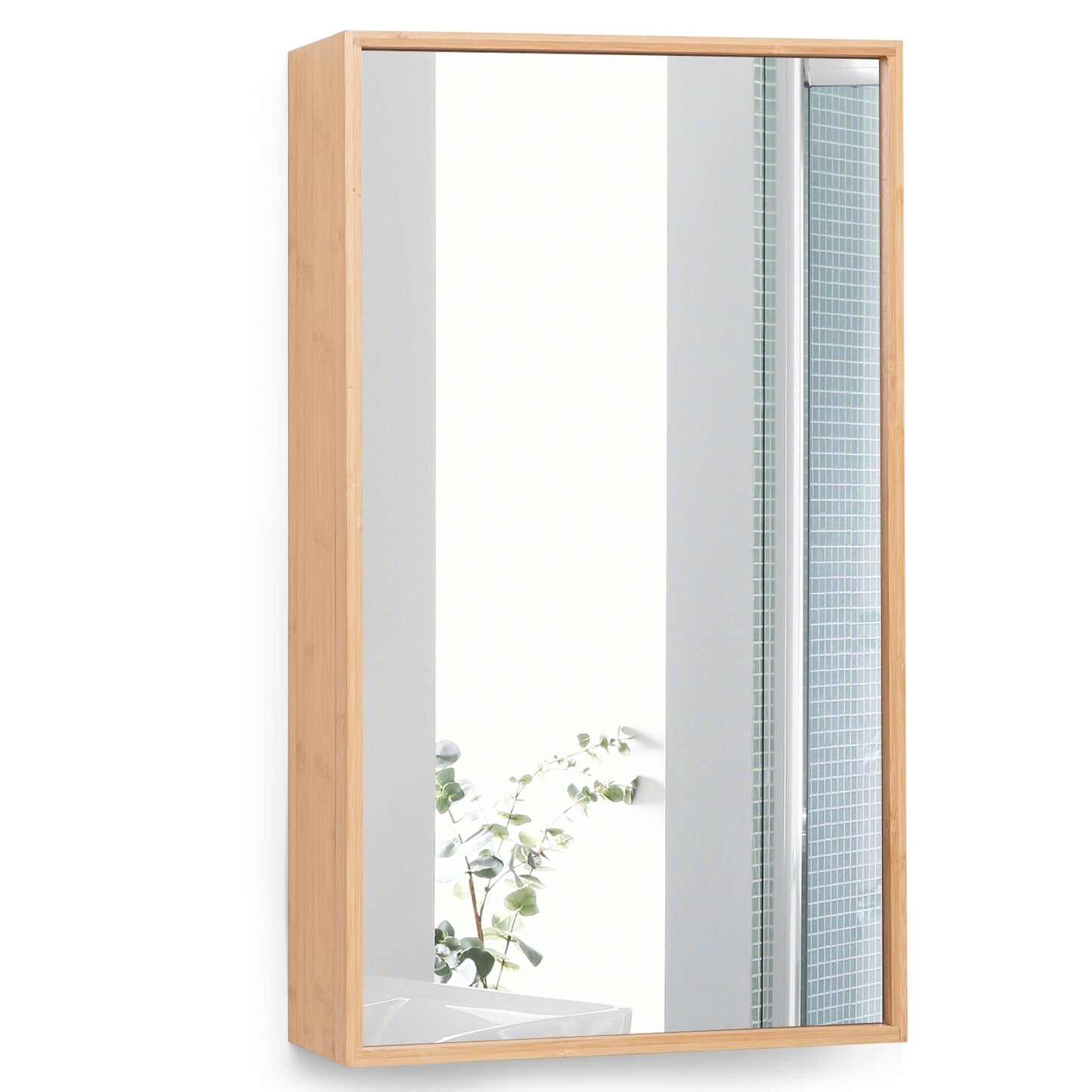 Bamboo Bathroom Wall Cabinet with Mirror with 2 Adjustable Shelves, Natural Wall Cabinets   at Gallery Canada