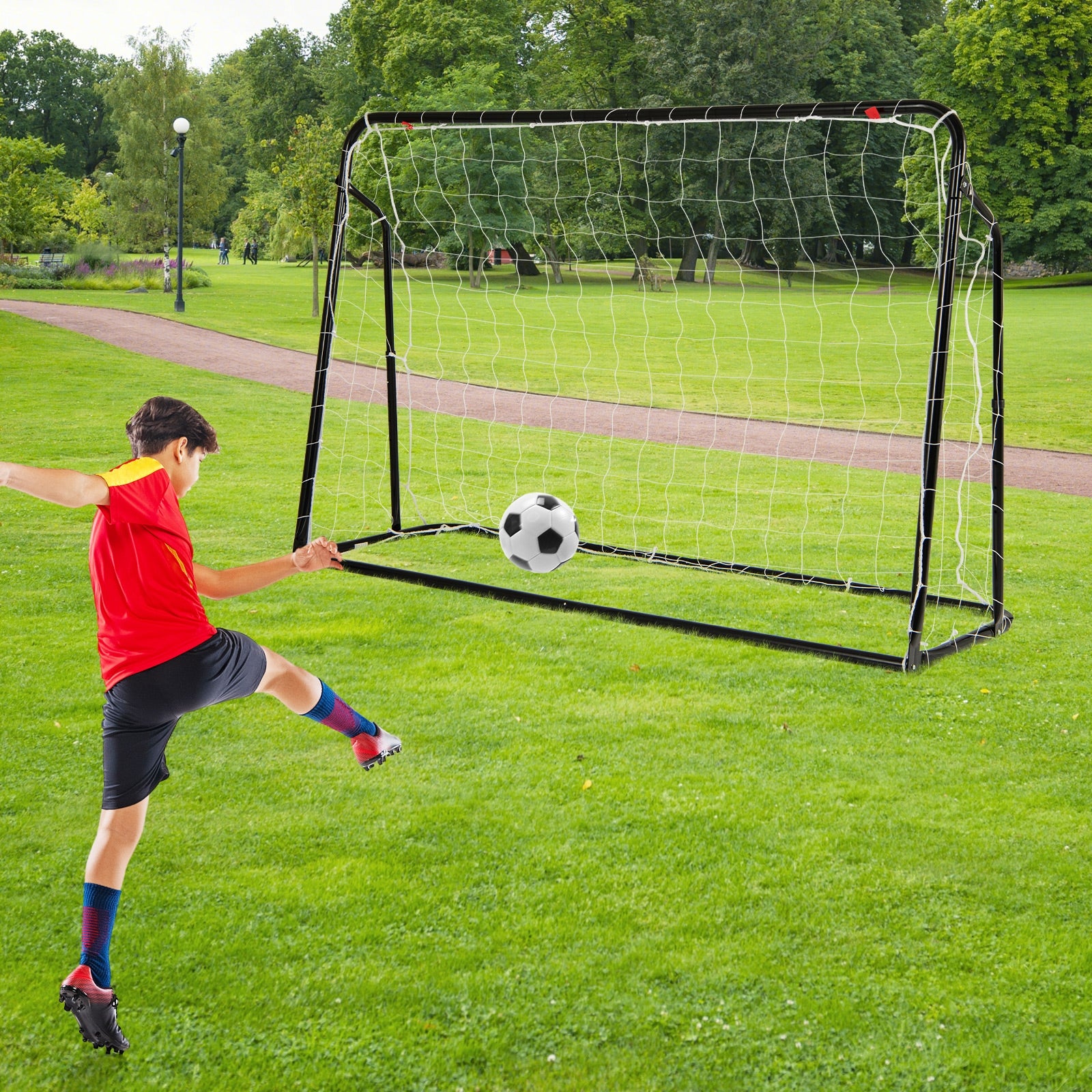 2-in-1 Kids Soccer Rebounder and Soccer Goal with Adjustable Height, Black Sport Equipments   at Gallery Canada