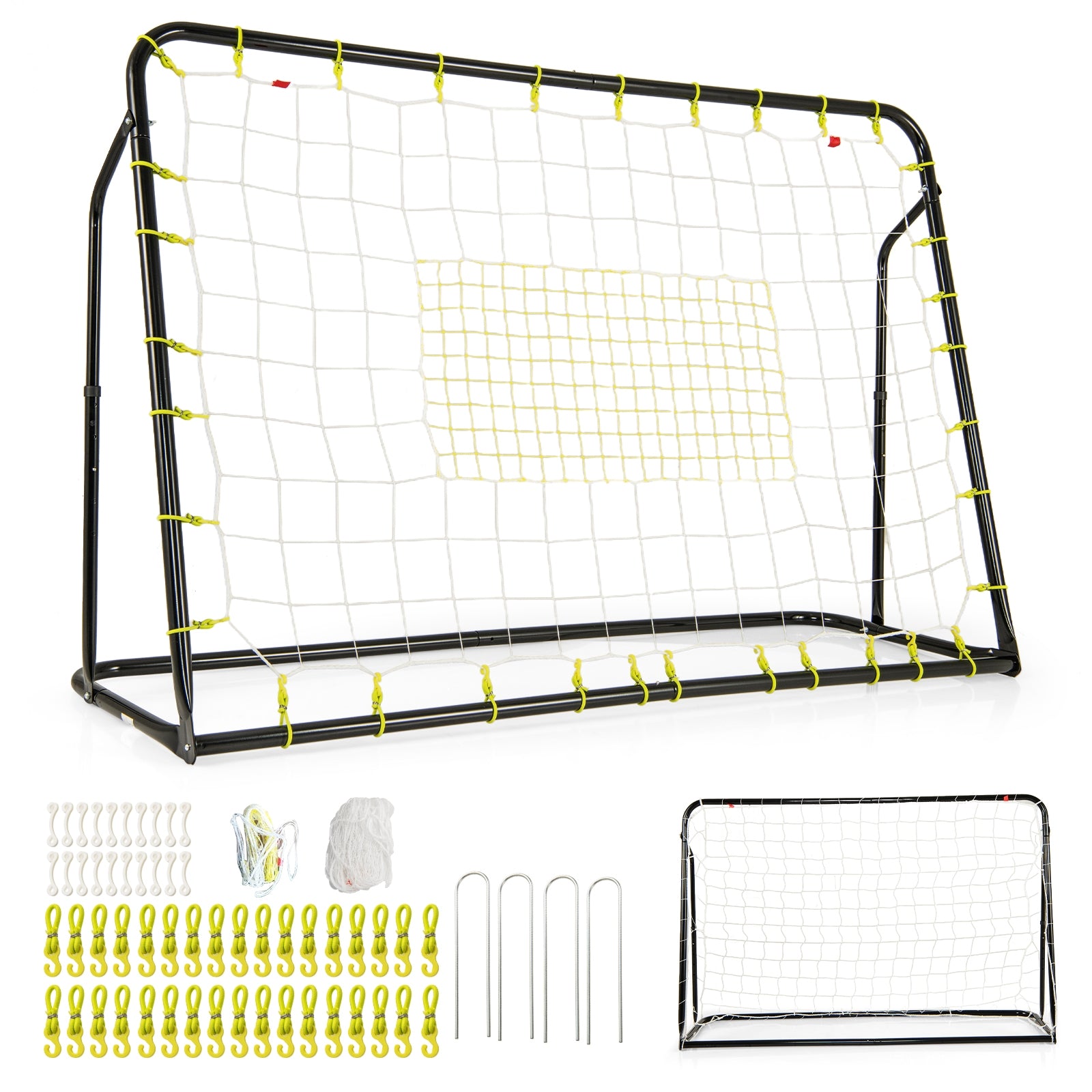 2-in-1 Kids Soccer Rebounder and Soccer Goal with Adjustable Height, Black Sport Equipments   at Gallery Canada