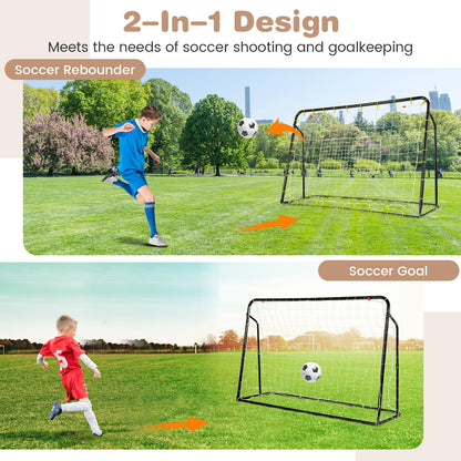 2-in-1 Kids Soccer Rebounder and Soccer Goal with Adjustable Height, Black Sport Equipments   at Gallery Canada