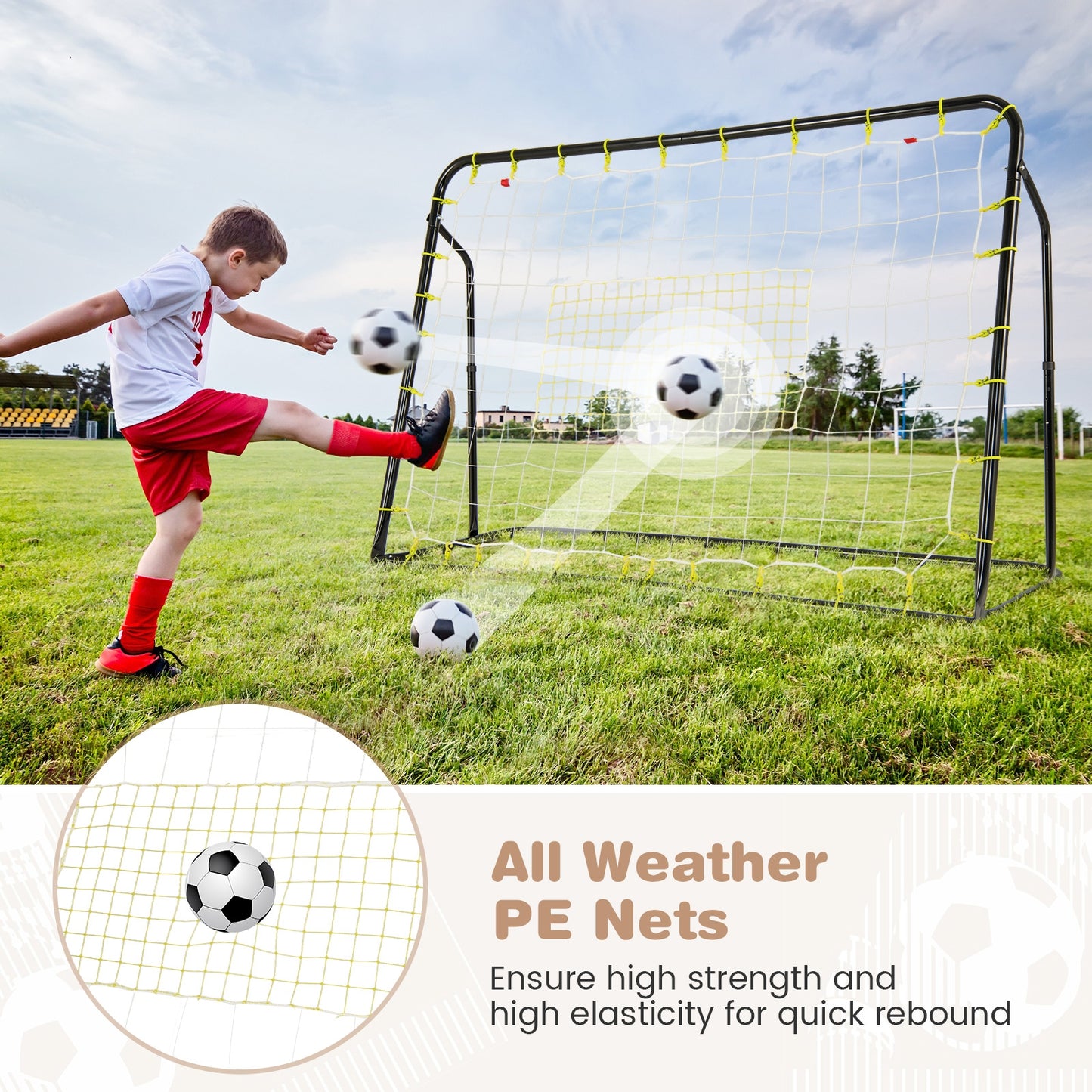 2-in-1 Kids Soccer Rebounder and Soccer Goal with Adjustable Height, Black Sport Equipments   at Gallery Canada