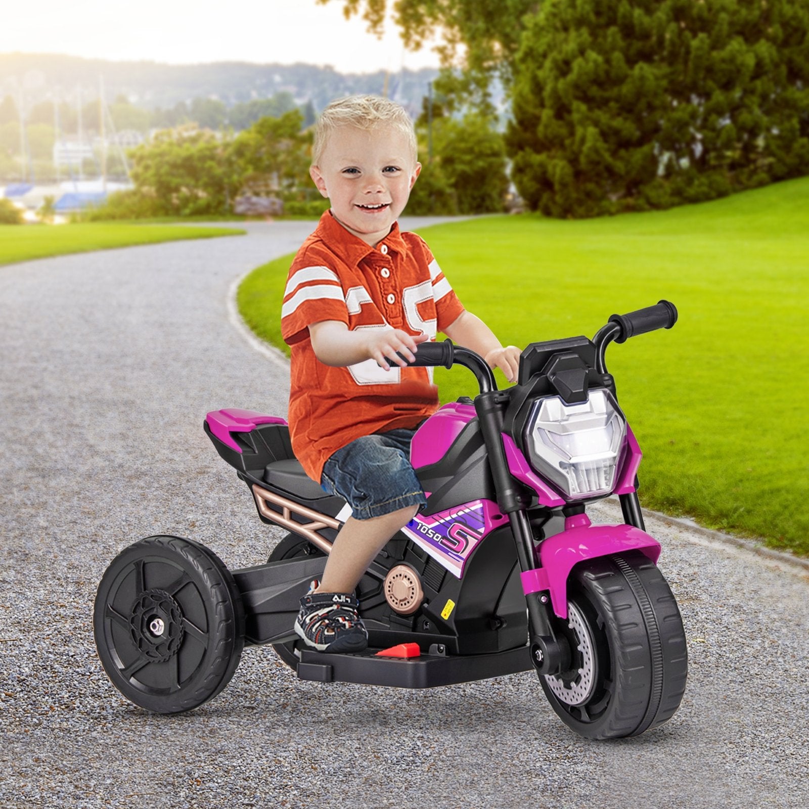 Kids Ride-on Motorcycle 6V Battery Powered Motorbike with Detachable Training Wheels, Pink Powered Ride On Toys   at Gallery Canada