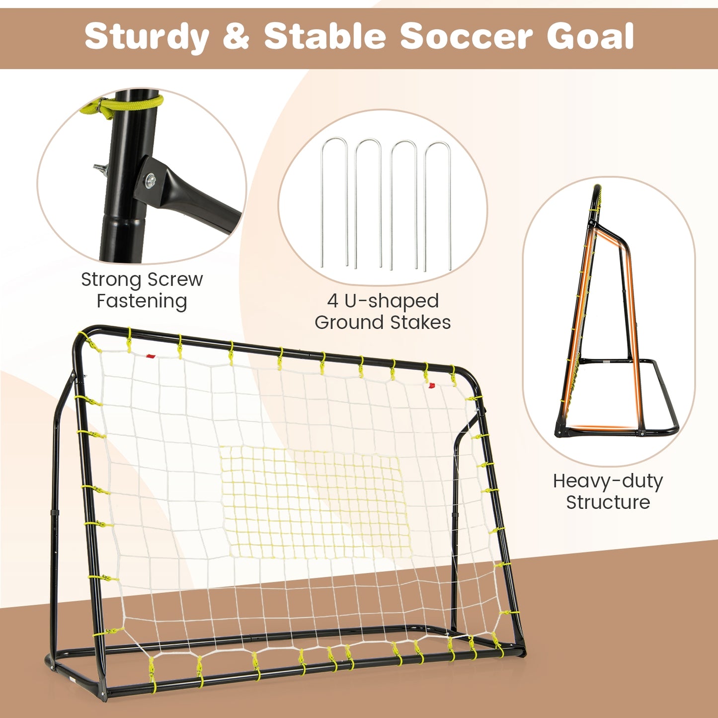 2-in-1 Kids Soccer Rebounder and Soccer Goal with Adjustable Height, White Sport Equipments   at Gallery Canada