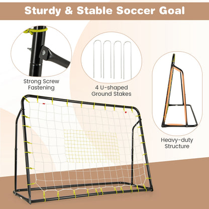 2-in-1 Kids Soccer Rebounder and Soccer Goal with Adjustable Height, White Sport Equipments   at Gallery Canada