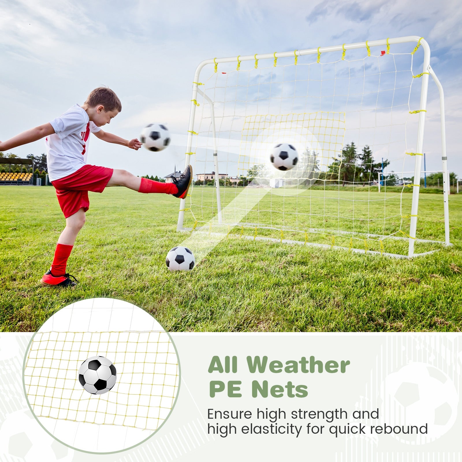 2-in-1 Kids Soccer Rebounder and Soccer Goal with Adjustable Height, White Sport Equipments   at Gallery Canada