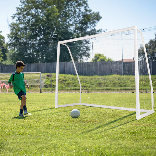 12' x 6'/8' x 6'/6' x 4' Soccer Goal with Ground Stakes and Soccer Cones, White Sport Equipments White  at Gallery Canada