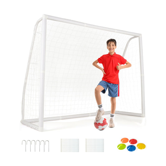 12' x 6'/8' x 6'/6' x 4' Soccer Goal with Ground Stakes and Soccer Cones, White Sport Equipments White  at Gallery Canada