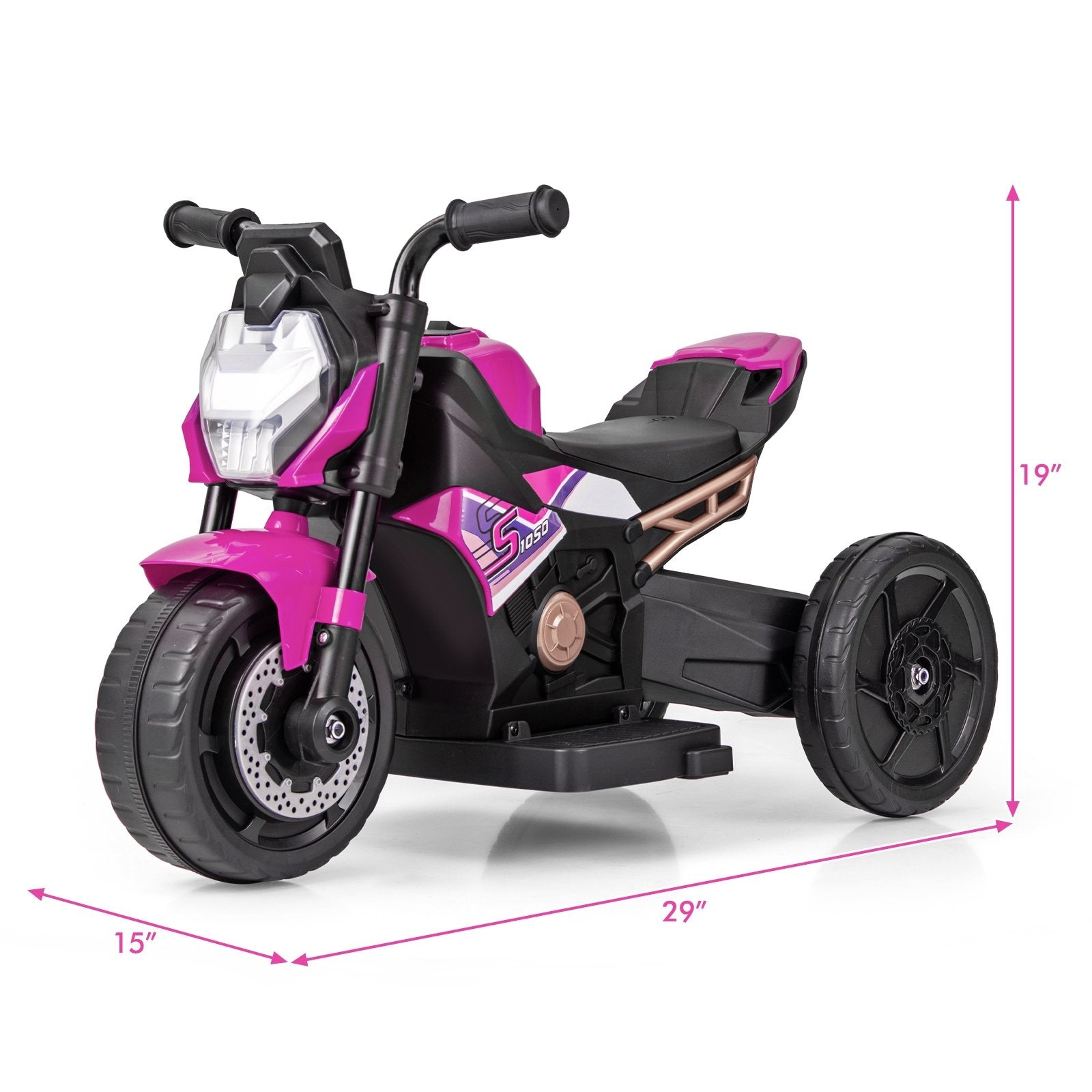 Kids Ride-on Motorcycle 6V Battery Powered Motorbike with Detachable Training Wheels, Pink Powered Ride On Toys   at Gallery Canada