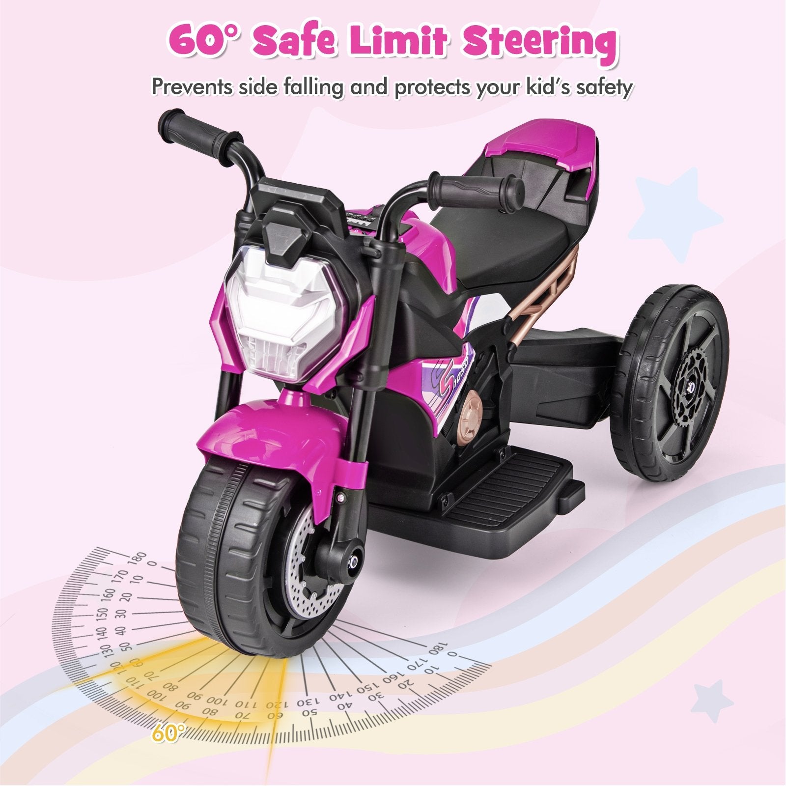 Kids Ride-on Motorcycle 6V Battery Powered Motorbike with Detachable Training Wheels, Pink Powered Ride On Toys   at Gallery Canada