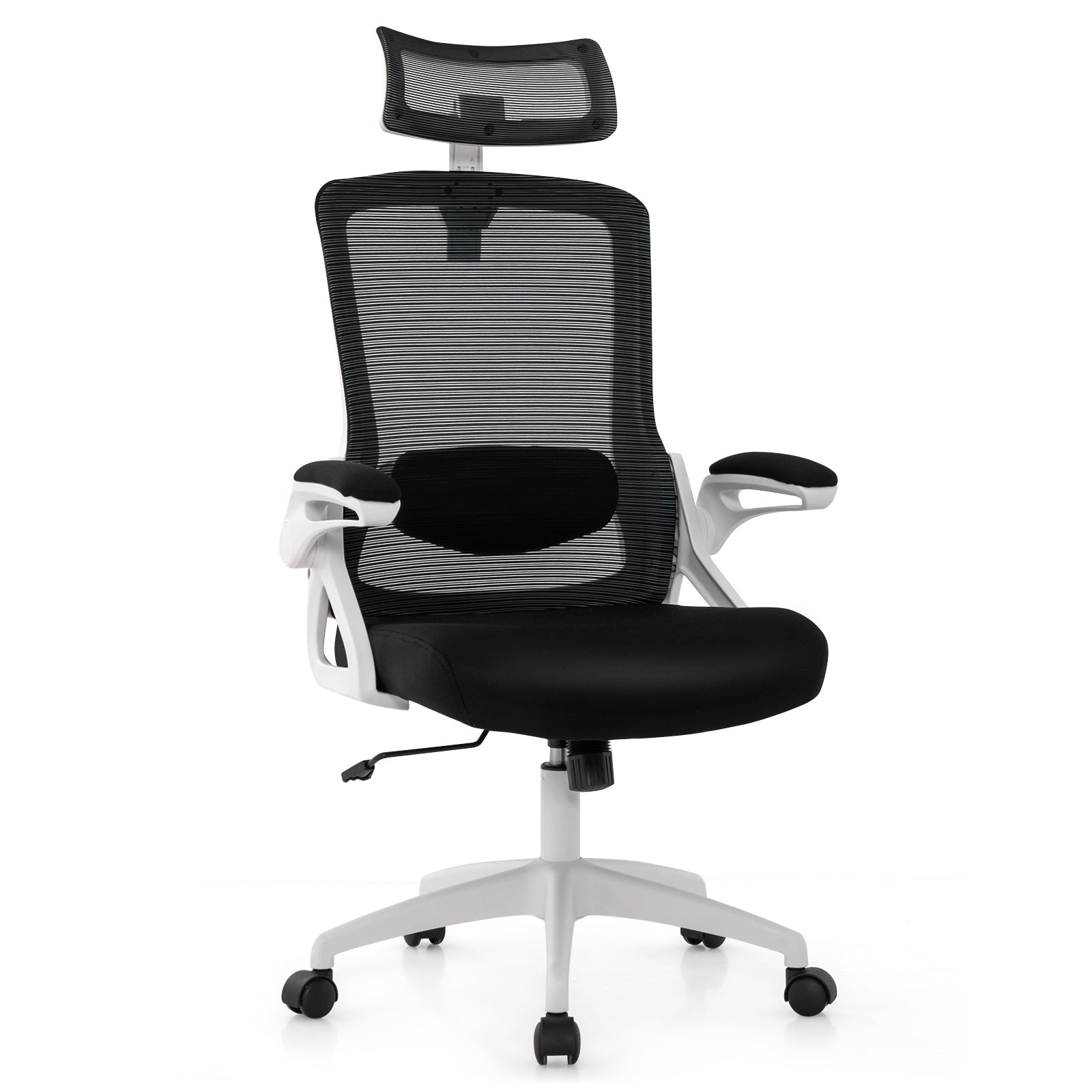 Adjustable Swivel Task Chair Ergonomic Office Chair with Adjustable Lumbar Support, White Mesh Chairs White  at Gallery Canada