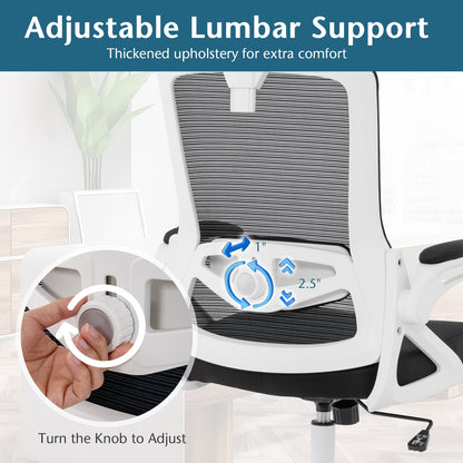 Adjustable Swivel Task Chair Ergonomic Office Chair with Adjustable Lumbar Support, White Mesh Chairs   at Gallery Canada