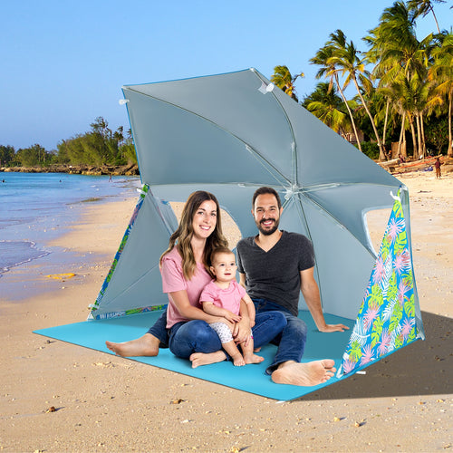 UPF50+ Sun Protection Beach Umbrella Tent with Portable Carrying Bag, Blue