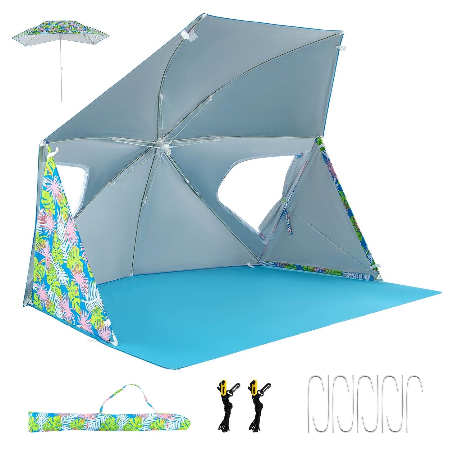 UPF50+ Sun Protection Beach Umbrella Tent with Portable Carrying Bag, Blue Tents   at Gallery Canada