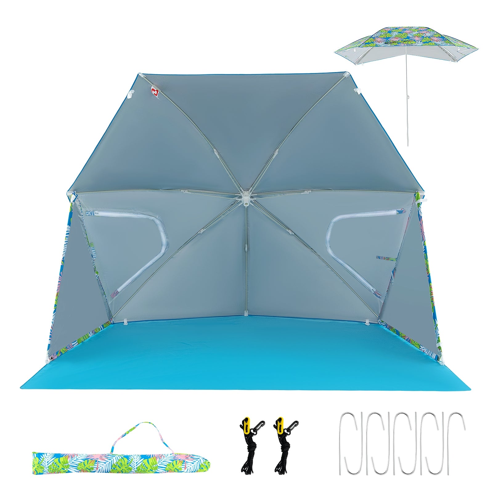 UPF50+ Sun Protection Beach Umbrella Tent with Portable Carrying Bag, Blue Tents   at Gallery Canada