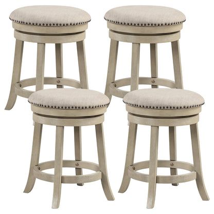 24/26 Inches Swivel Bar Stools Set of 2 wth Wooden Frame-24 inches, Beige Bar Stools   at Gallery Canada