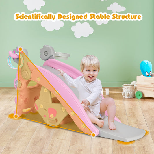 4-in-1 Rocking Horse and Slide Set for Kids, Pink Climbers & Slides Pink  at Gallery Canada
