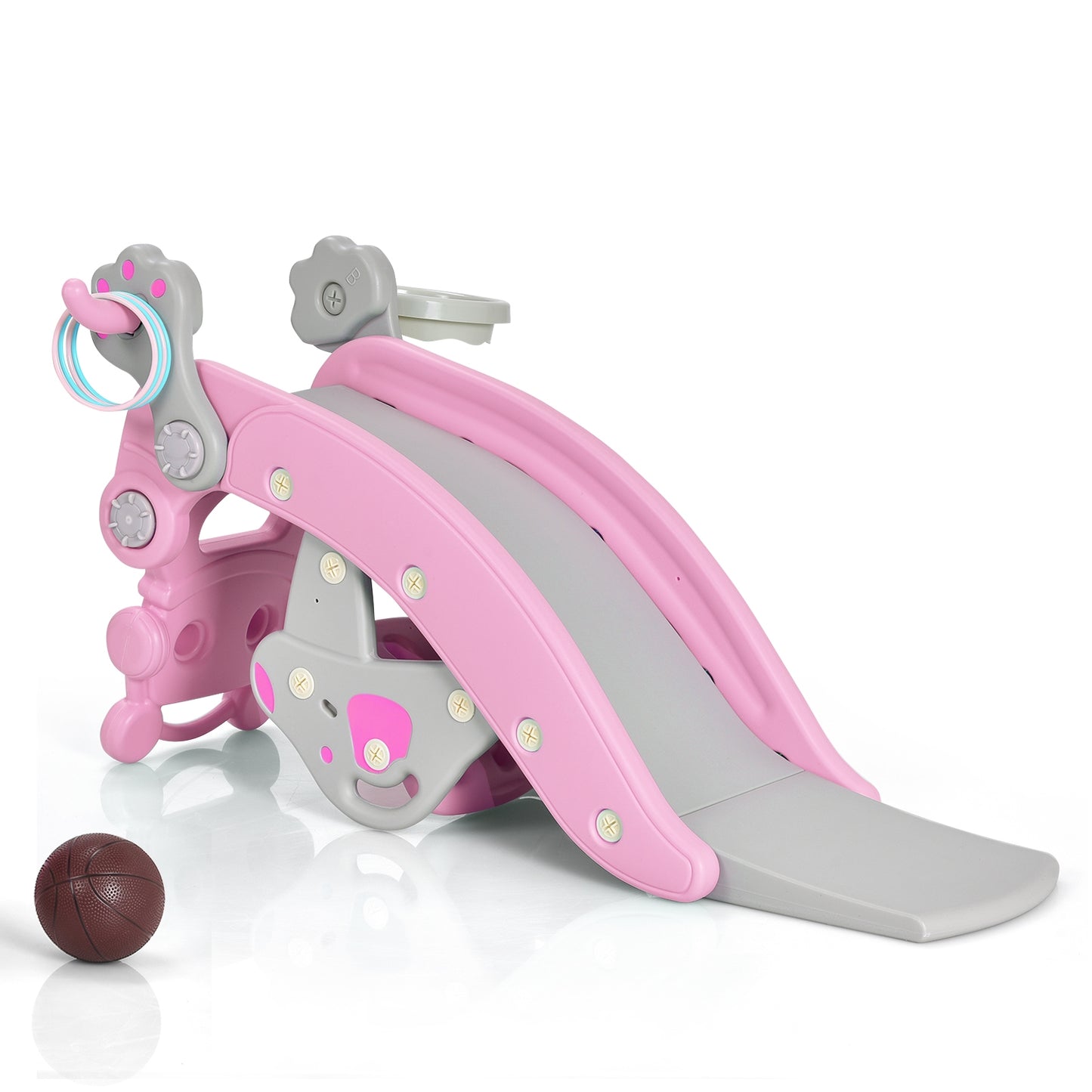 4-in-1 Rocking Horse and Slide Set for Kids, Pink Climbers & Slides   at Gallery Canada