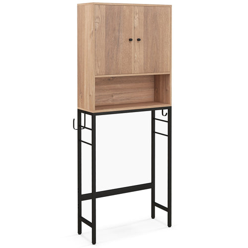 Over The Toilet Storage Cabinet with 2 Doors and Adjustable Shelf, Natural