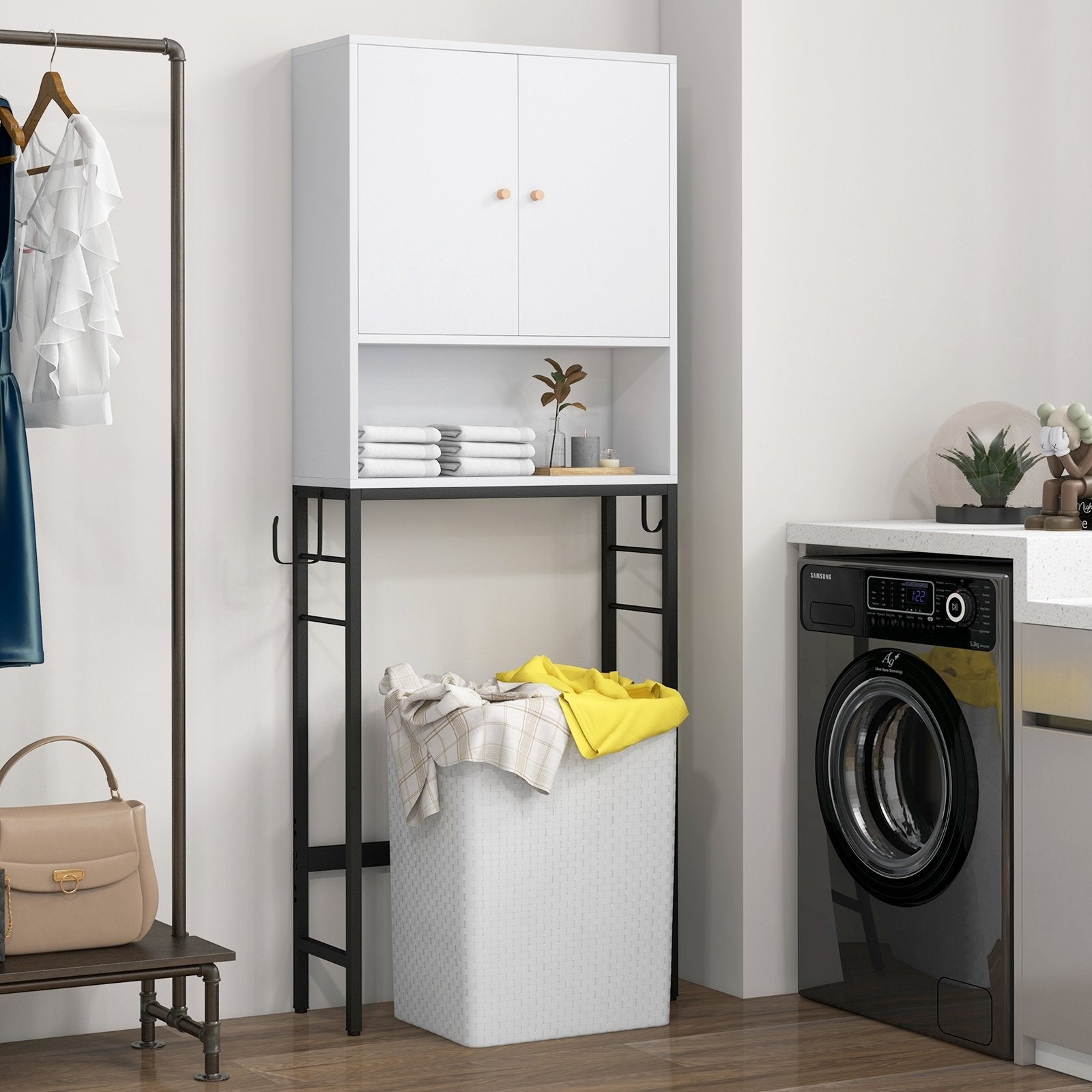 Over The Toilet Storage Cabinet with 2 Doors and Adjustable Shelf, White Wall Cabinets   at Gallery Canada