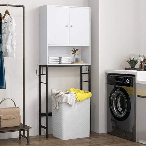 Over The Toilet Storage Cabinet with 2 Doors and Adjustable Shelf, White