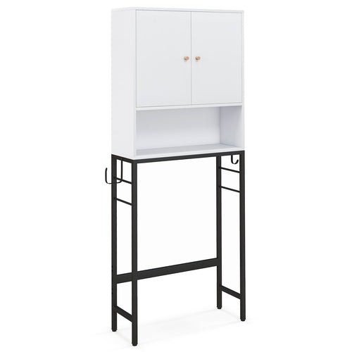 Over The Toilet Storage Cabinet with 2 Doors and Adjustable Shelf, White