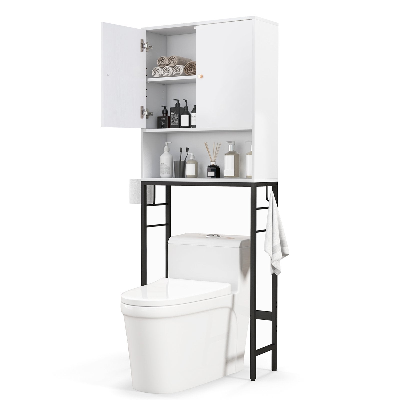 Over The Toilet Storage Cabinet with 2 Doors and Adjustable Shelf, White Wall Cabinets   at Gallery Canada