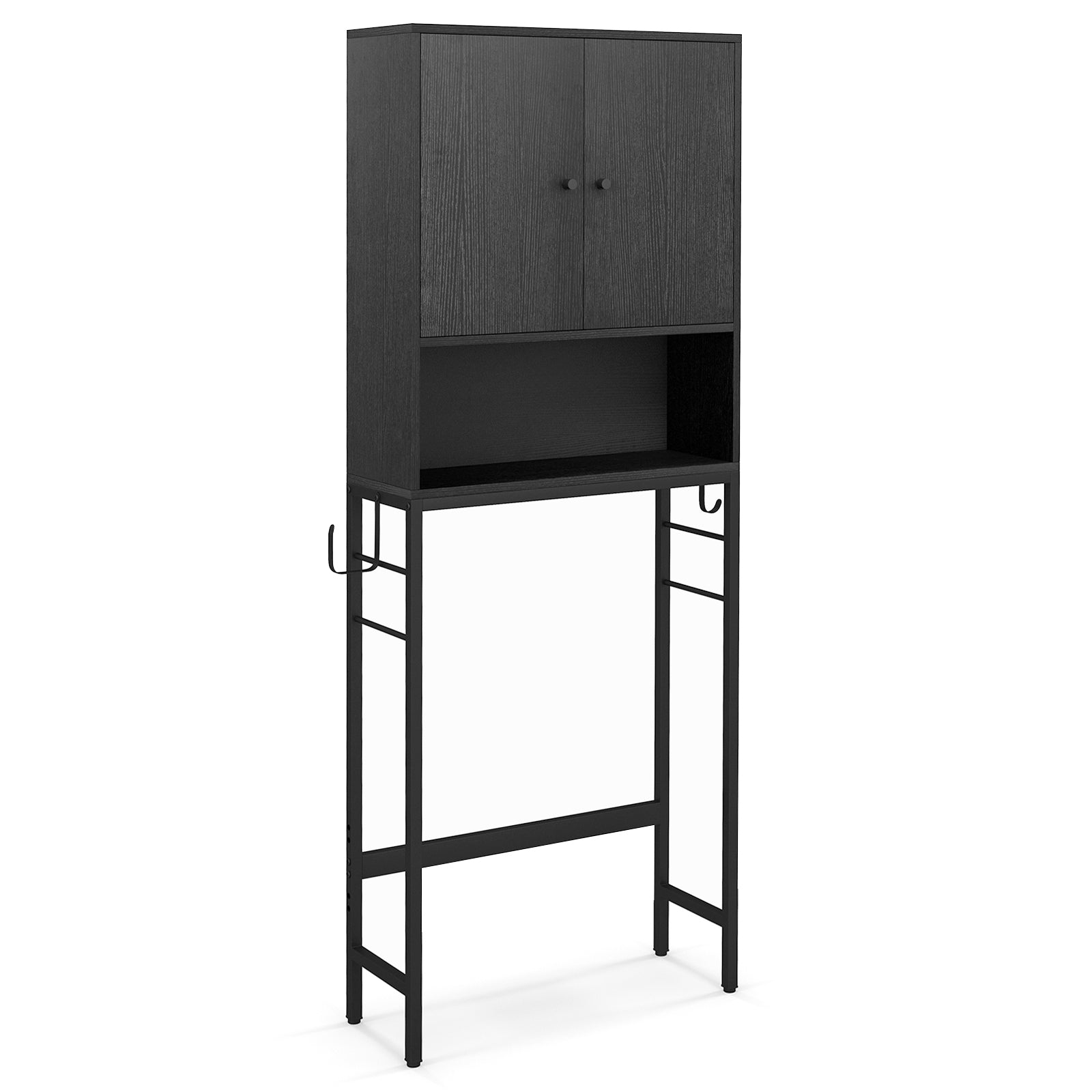 Over The Toilet Storage Cabinet with 2 Doors and Adjustable Shelf, Black Wall Cabinets Black  at Gallery Canada