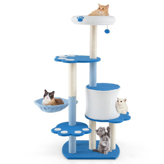 54 Inches Tall Modern Cat Tree Tower for Indoor Cats, Blue Cat Trees Condos & Scratchers Blue  at Gallery Canada