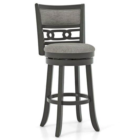 30.5" Bar Height Bar Chair with Wooden Frame Swivel Seat and Footrest for Pub Bar Restaurant-1 Pack, Gray Bar Stools Gray  at Gallery Canada