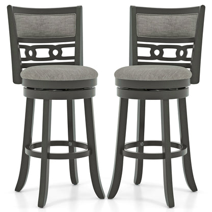 30.5" Bar Height Bar Chair with Wooden Frame Swivel Seat and Footrest for Pub Bar Restaurant-2 Pack, Gray Bar Stools Gray  at Gallery Canada