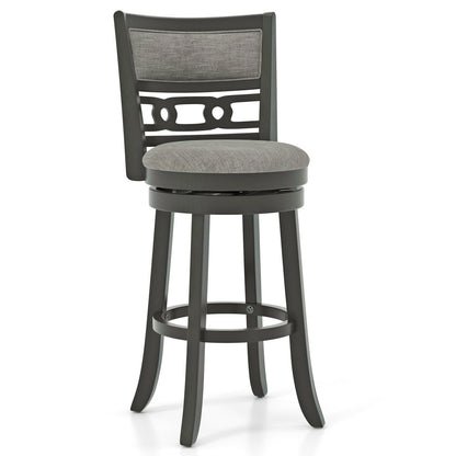 30.5" Bar Height Bar Chair with Wooden Frame Swivel Seat and Footrest for Pub Bar Restaurant-2 Pack, Gray Bar Stools   at Gallery Canada