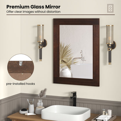 Wood Framed Wall Mirror for Bedroom Living Room Vanity Entryway, Brown Wall Mirrors   at Gallery Canada