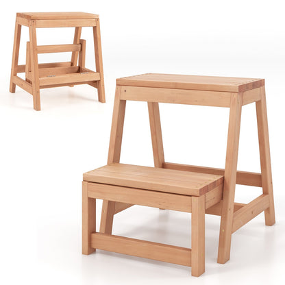 Multipurpose Wood Folding 2-Step Stool for Indoor Outdoor Plant Stand, Natural Kitchen Utensils   at Gallery Canada