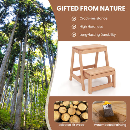 Multipurpose Wood Folding 2-Step Stool for Indoor Outdoor Plant Stand, Natural Kitchen Utensils   at Gallery Canada