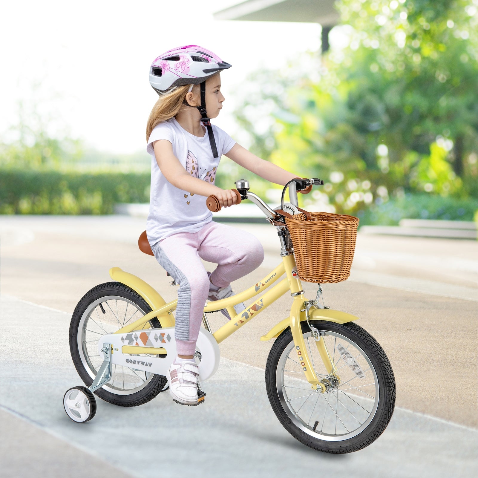 16 Inch Kids Bike Adjustable Bicycle with Reflectors and Bell for Children 4-7 Years Old-16 inches, Yellow Kids Bike   at Gallery Canada