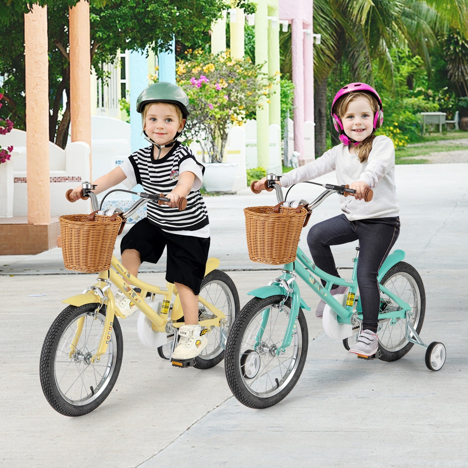 16 Inch Kids Bike Adjustable Bicycle with Reflectors and Bell for Children 4-7 Years Old-16 inches, Yellow Kids Bike   at Gallery Canada