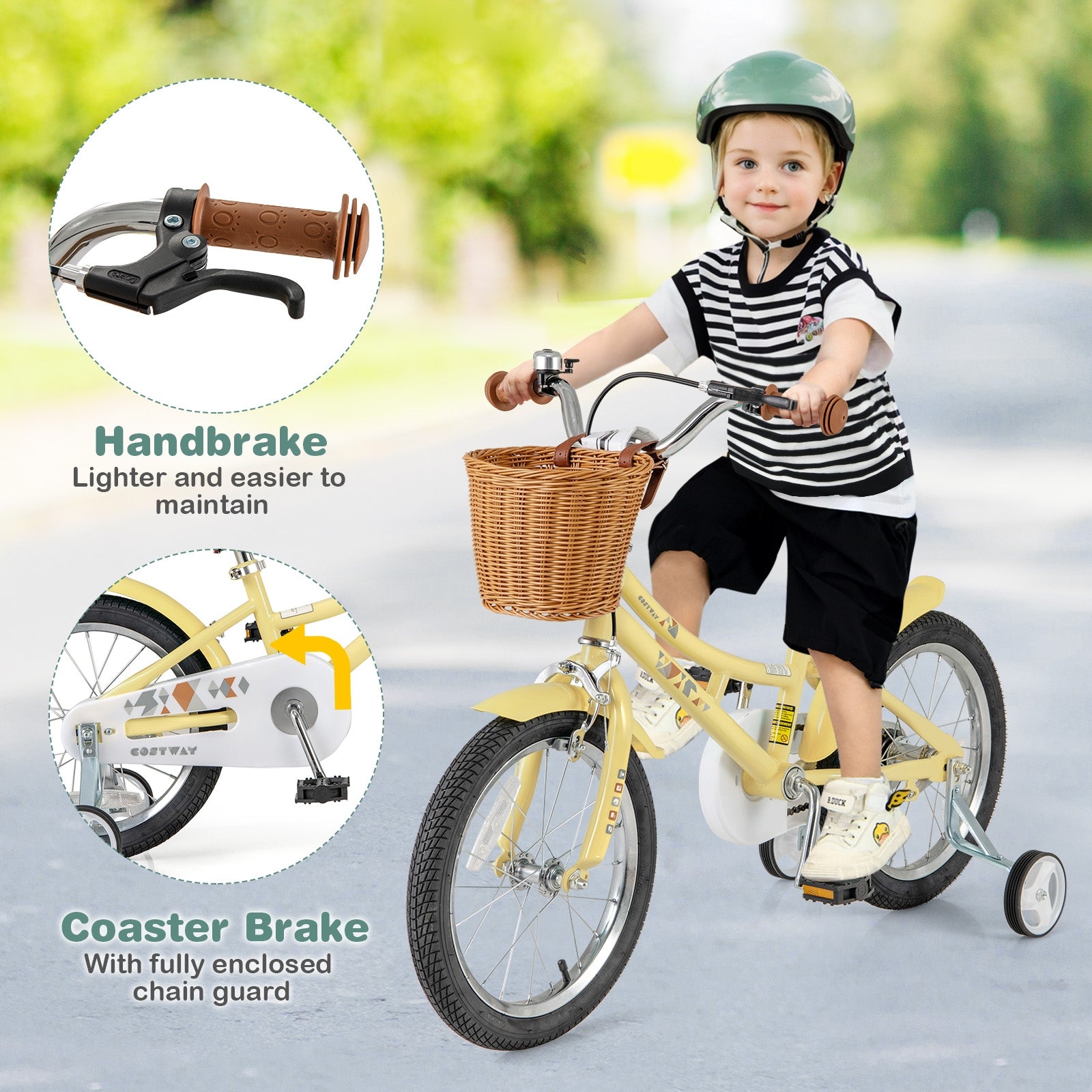 16 Inch Kids Bike Adjustable Bicycle with Reflectors and Bell for Children 4-7 Years Old-16 inches, Yellow Kids Bike   at Gallery Canada