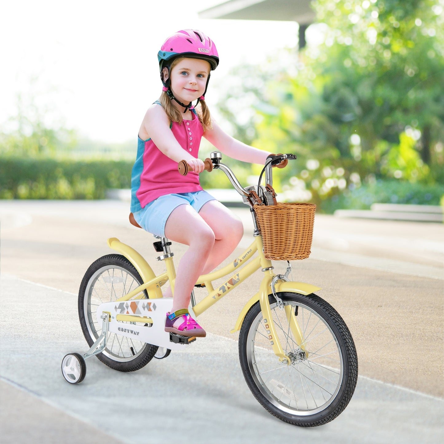 18 Inch Kids Bike Adjustable Bicycle with Reflectors and Bell for Children 4-8 Years Old-18 inches, Yellow Kids Bike   at Gallery Canada