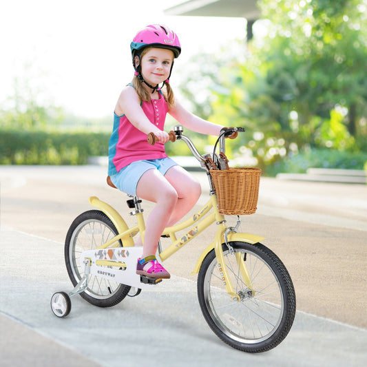 18 Inch Kids Bike Adjustable Bicycle with Reflectors and Bell for Children 4-8 Years Old-18 inches, Yellow Kids Bike Yellow  at Gallery Canada