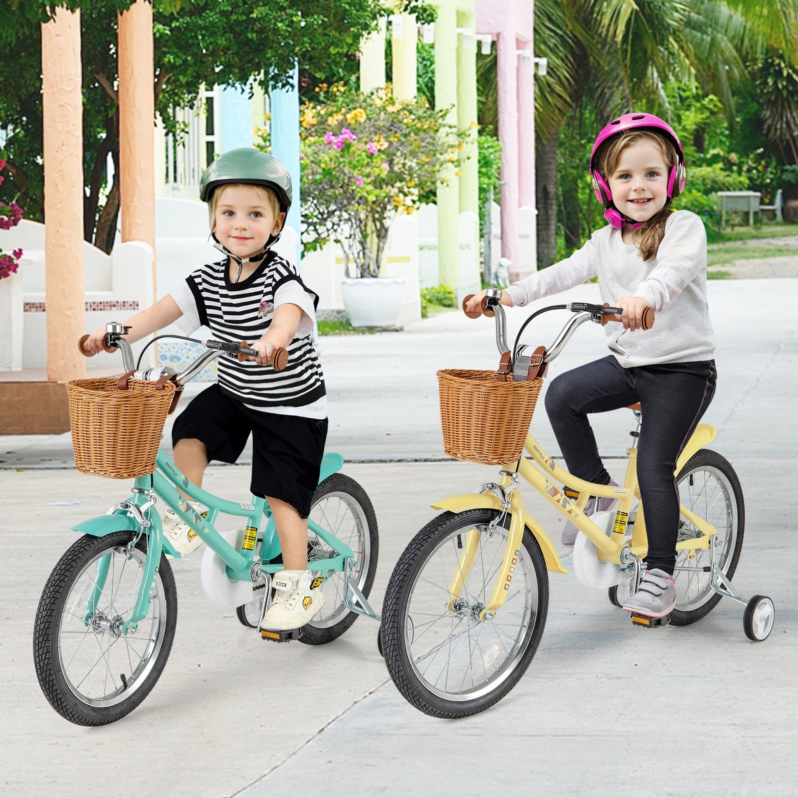 18 Inch Kids Bike Adjustable Bicycle with Reflectors and Bell for Children 4-8 Years Old-18 inches, Yellow Kids Bike   at Gallery Canada